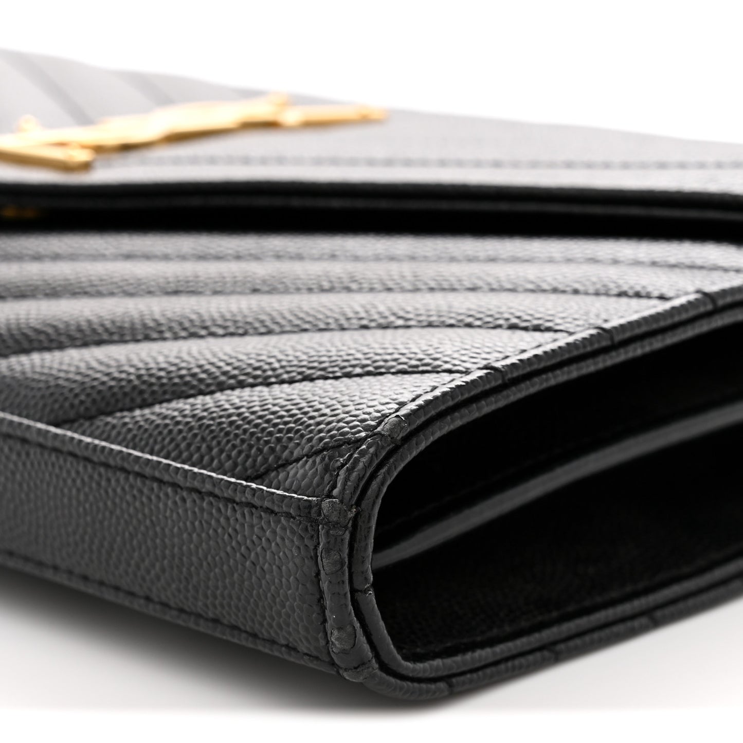 Grain De Poudre Matelasse Chevron Monogram Chain Wallet Black