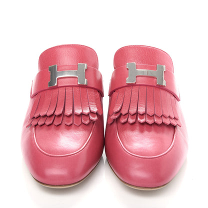 Hermes Goatskin Tuileries Mules 37.5 Rouge Azalee 2 of 9