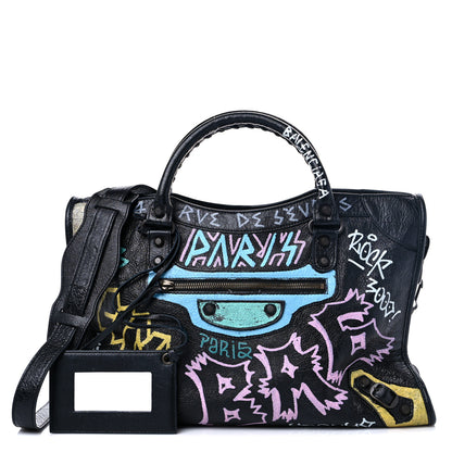 Balenciaga Agneau Graffiti All Over Classic Hardware City Black Multicolor 1 of 12