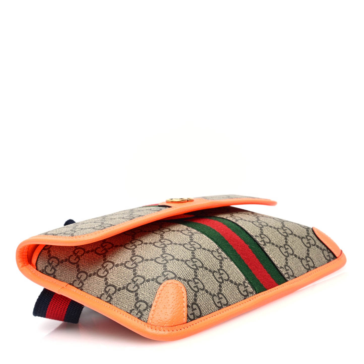 GG Supreme Monogram Web Small Ophidia Belt Bag Beige Ebony Orange