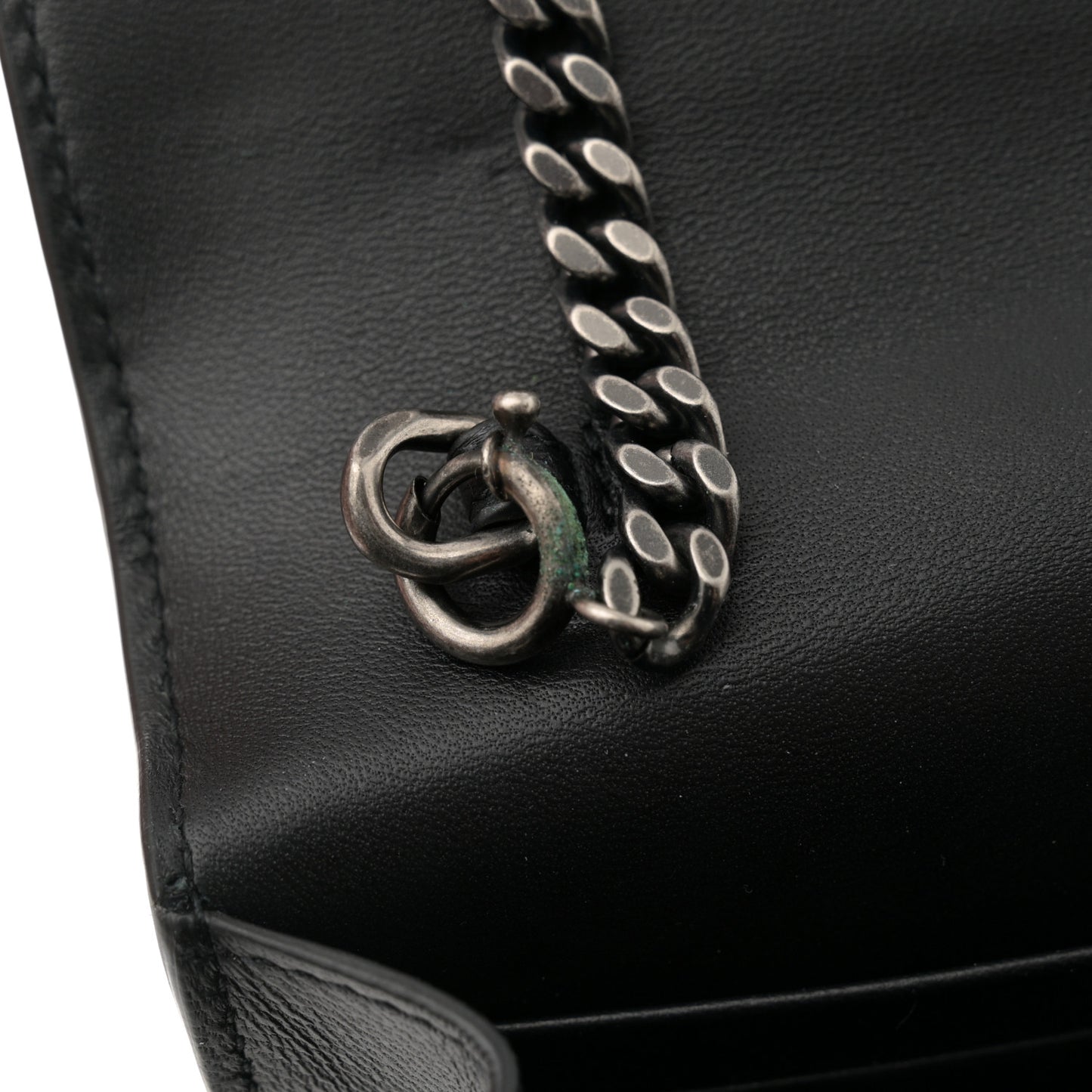 Suede Bead Embellished Classic Monogram Kate Tassel Chain Wallet Black