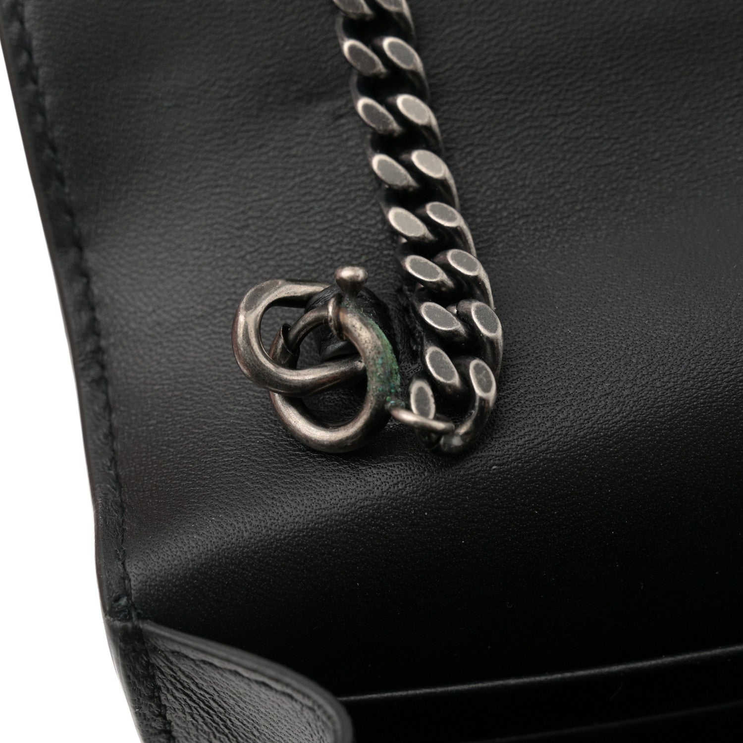 Saint Laurent Suede Bead Embellished Classic Monogram Kate Tassel Chain Wallet Black 11 of 11