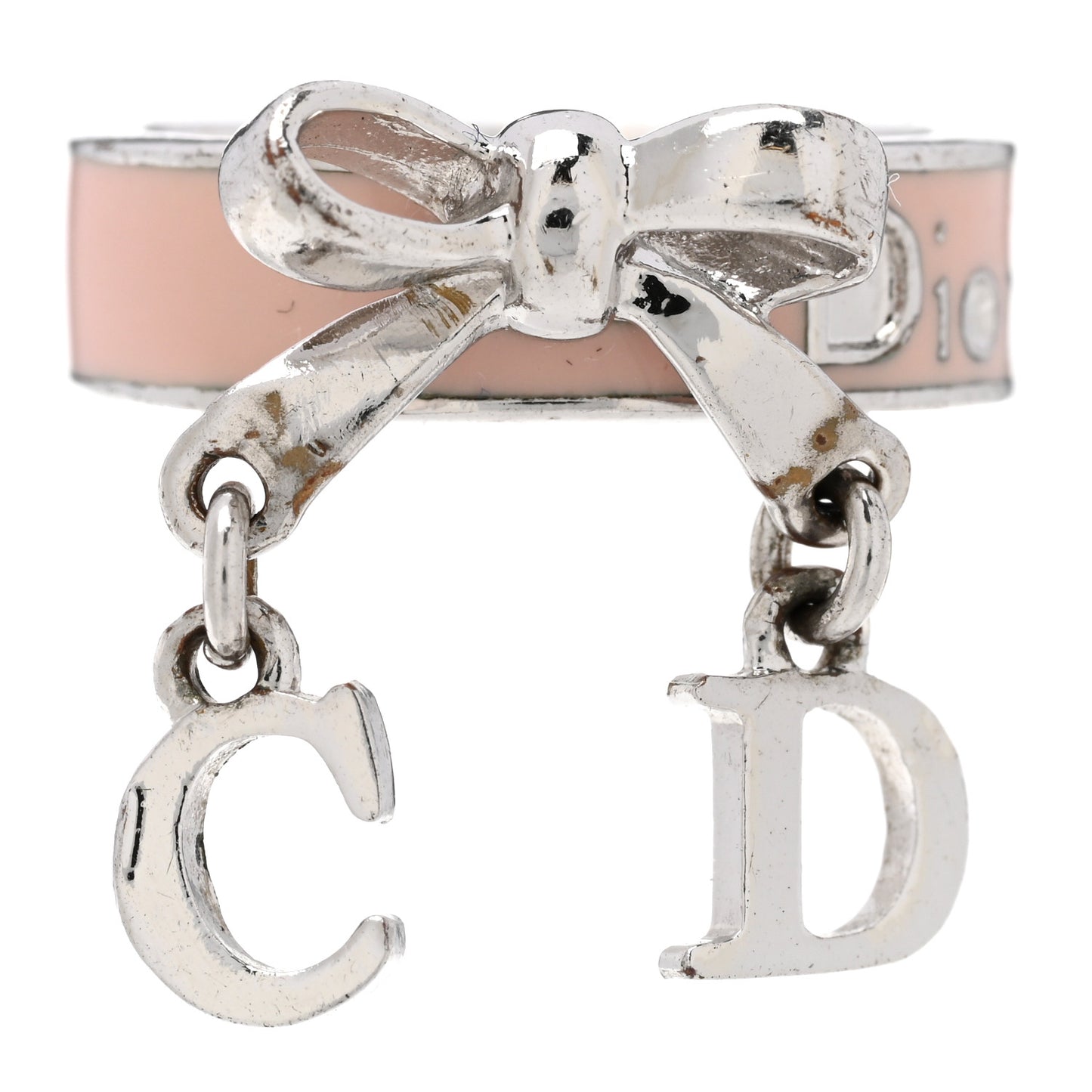 Metal Enamel Bow Ring 49 5 Pink Silver