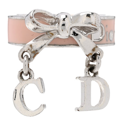 Christian Dior Metal Enamel Bow Ring 49 5 Pink Silver 1 of 5
