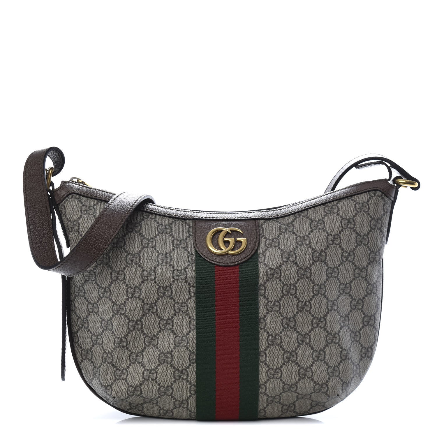 Gucci GG Supreme Monogram Web Small Ophidia Half Moon Hobo Brown 1 of 10