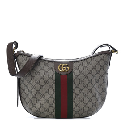 Gucci GG Supreme Monogram Web Small Ophidia Half Moon Hobo Brown 1 of 10