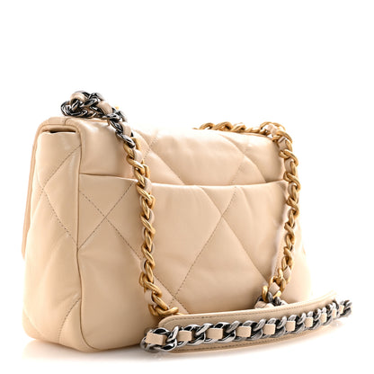Chanel Goatskin Quilted Medium Chanel 19 Flap Beige 3 of 14