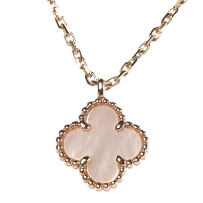 Van Cleef & Arpels 18K Yellow Gold Mother of Pearl Sweet Alhambra Pendant Necklace 4 of 8