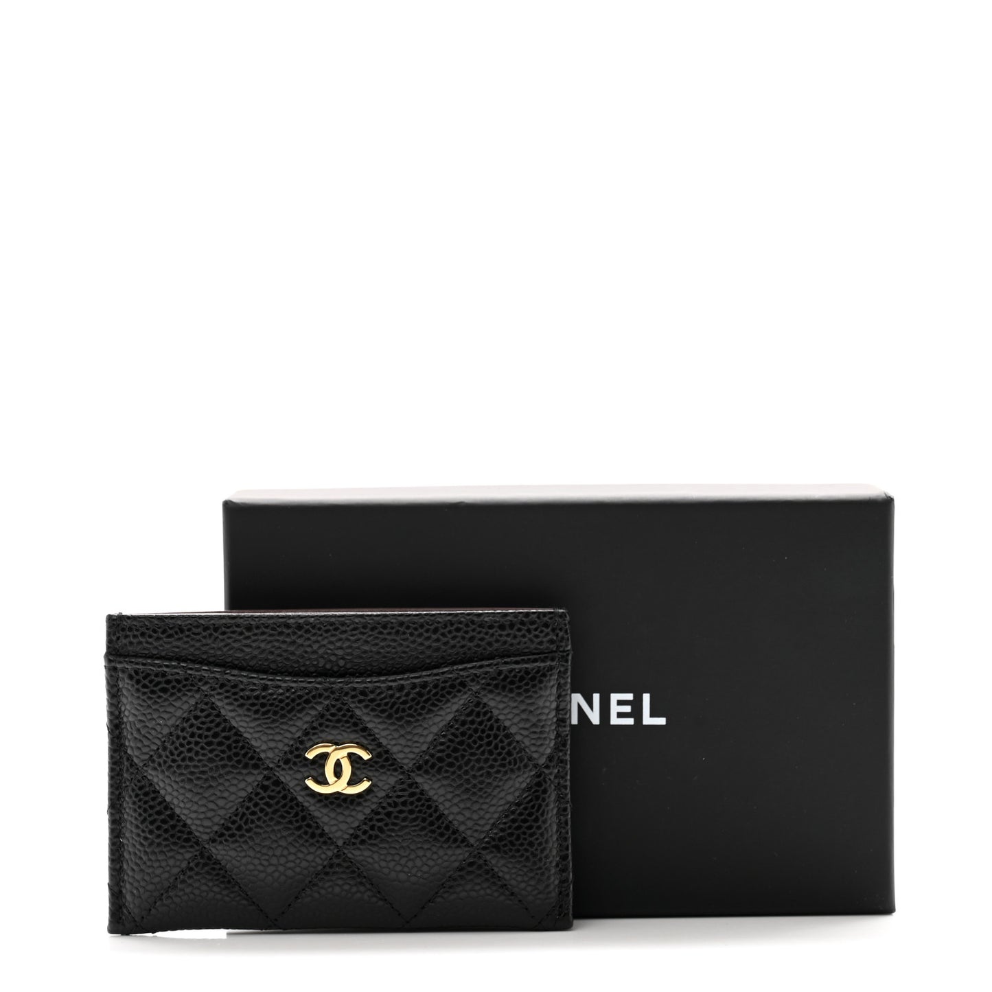 Caviar Quilted Card Holder Black