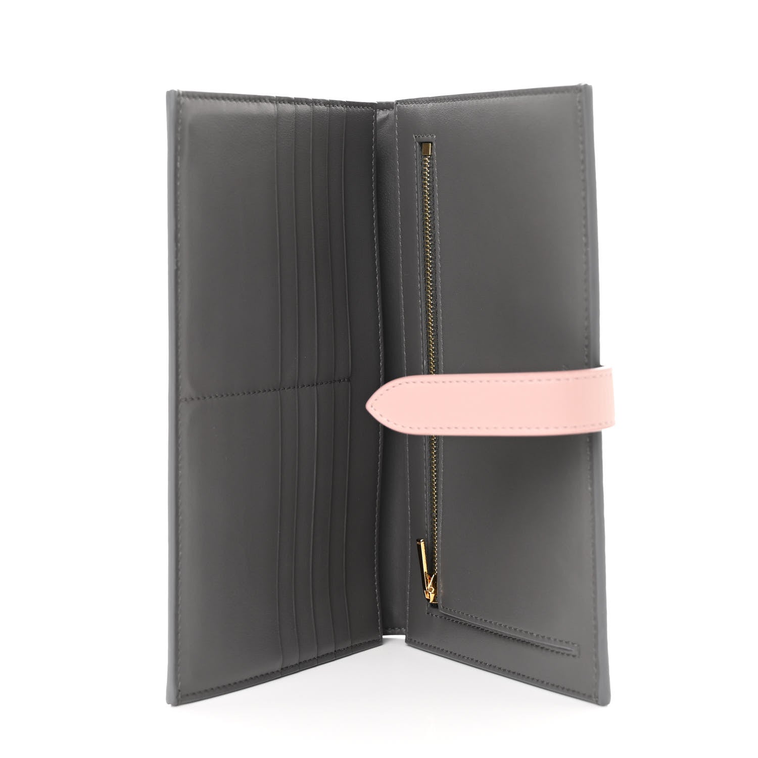 Celine Grained Calfskin Large Multifunction Strap Wallet Grey Vintage Pink 5 of 8