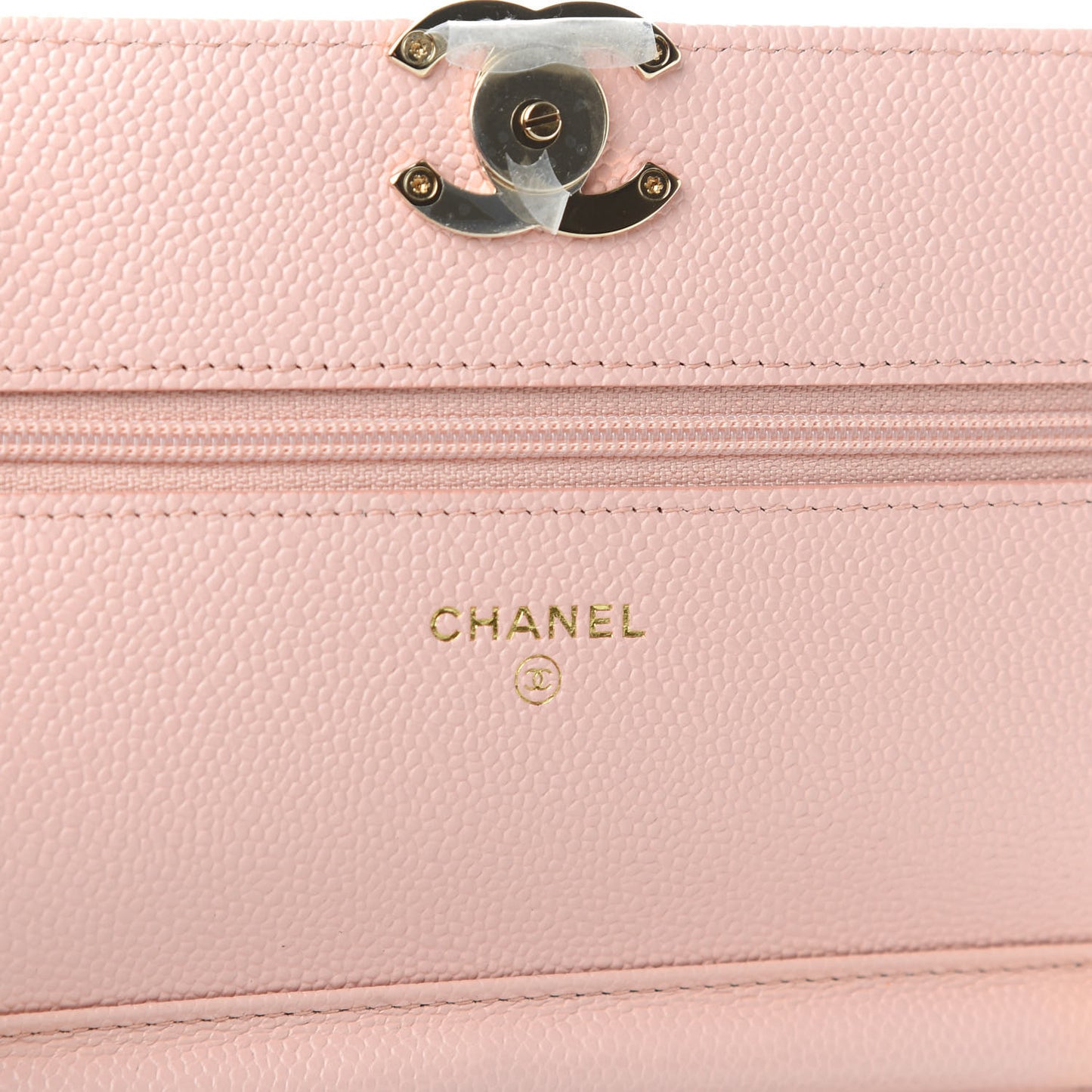 Caviar Quilted Enamel Wallet on Chain WOC Light Pink