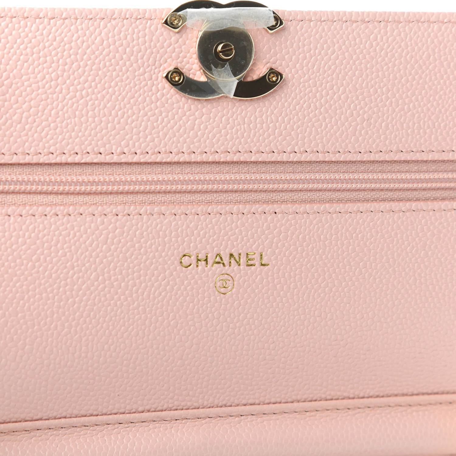 Chanel Caviar Quilted Enamel Wallet on Chain WOC Light Pink 8 of 10