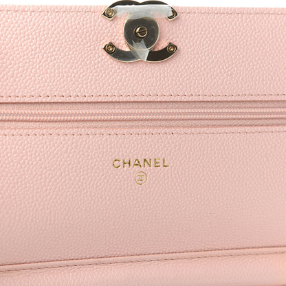 Chanel Caviar Quilted Enamel Wallet on Chain WOC Light Pink 8 of 10