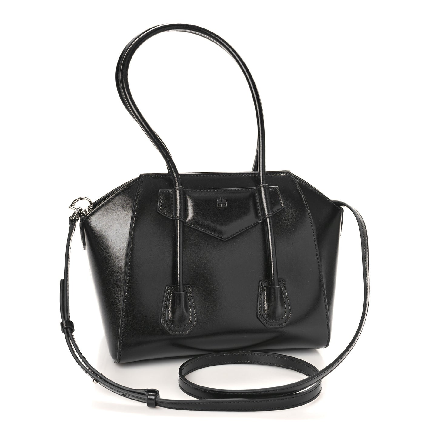 Box Calfskin Mini Lock Antigona Shoulder Bag Black