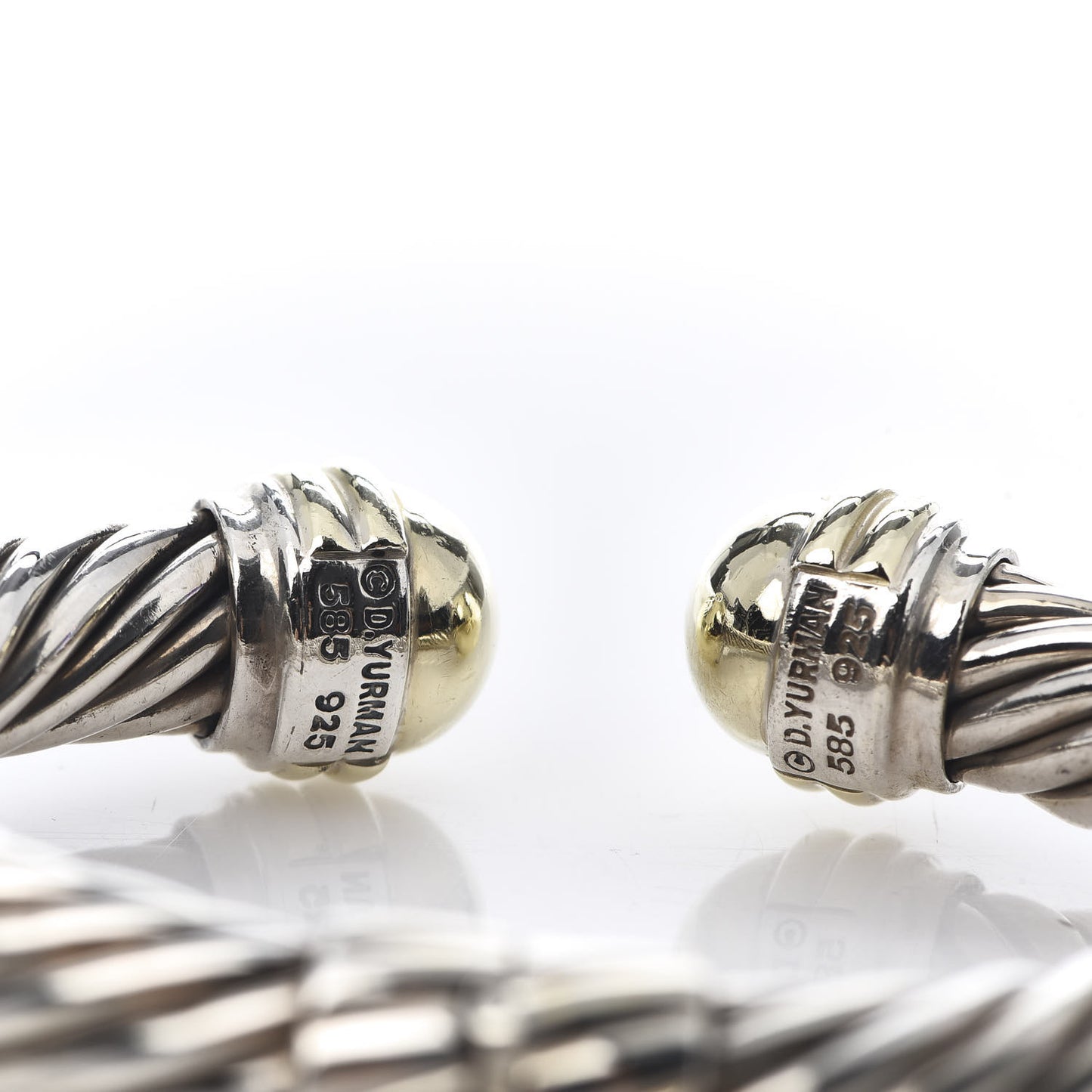 Sterling Silver 14K Yellow Gold 10mm Cable Classics Bracelet