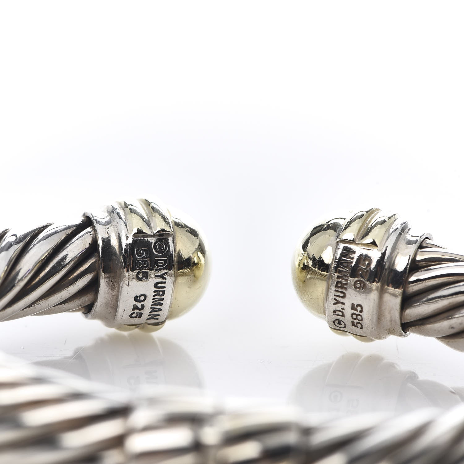 David Yurman Sterling Silver 14K Yellow Gold 10mm Cable Classics Bracelet 4 of 5