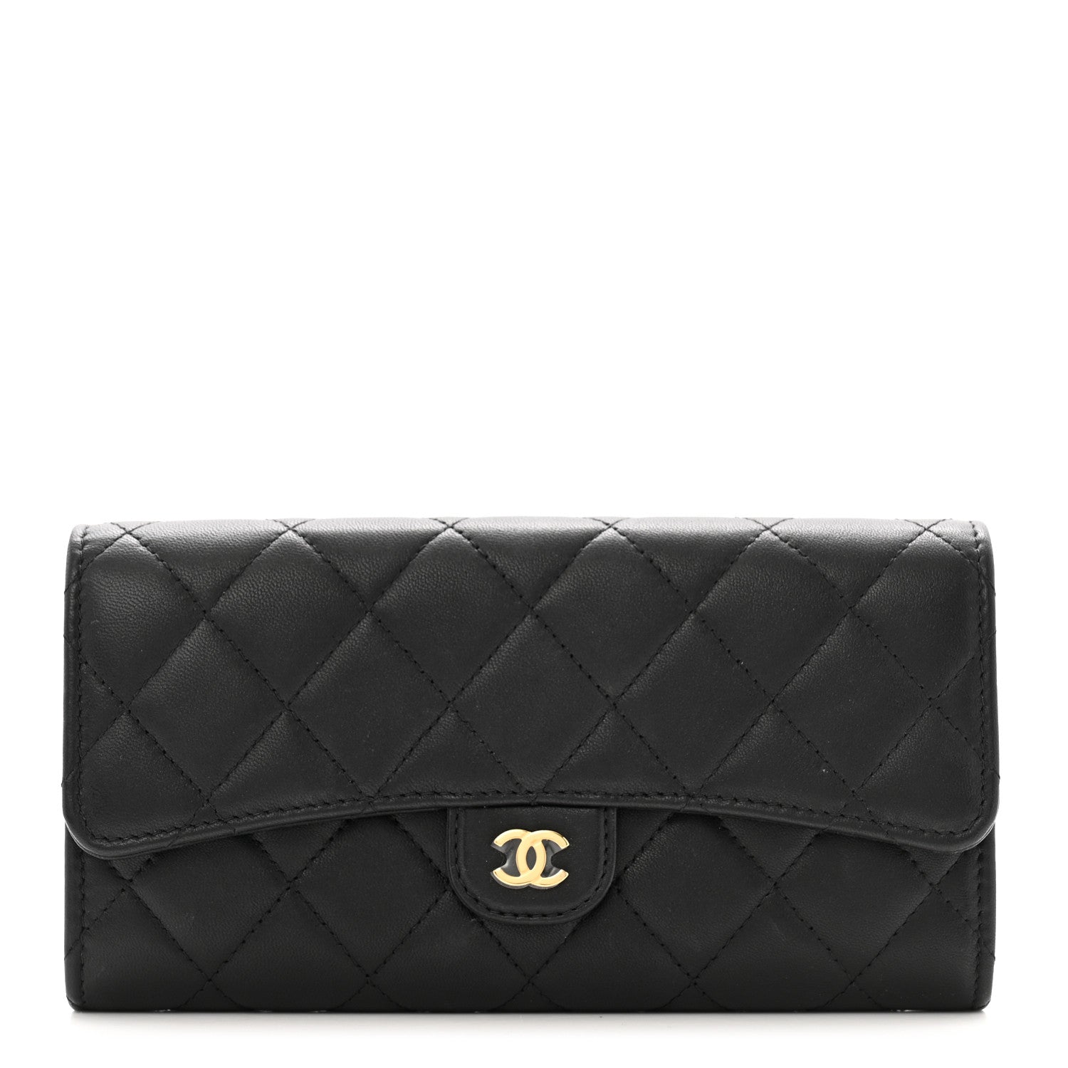 Chanel Lambskin Quilted Large Flap Wallet Black 1 of 12