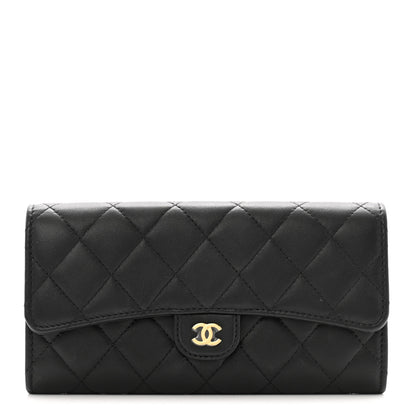 Chanel Lambskin Quilted Large Flap Wallet Black 1 of 12