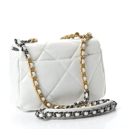 Chanel Shiny Crumpled Calfskin Quilted Medium Chanel 19 Flap White 3 of 12