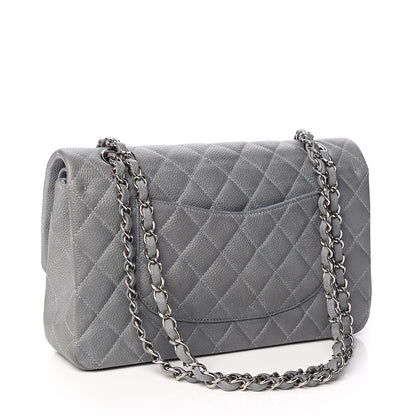 Chanel Iridescent Caviar Quilted Medium Double Flap Grey 2 of 9