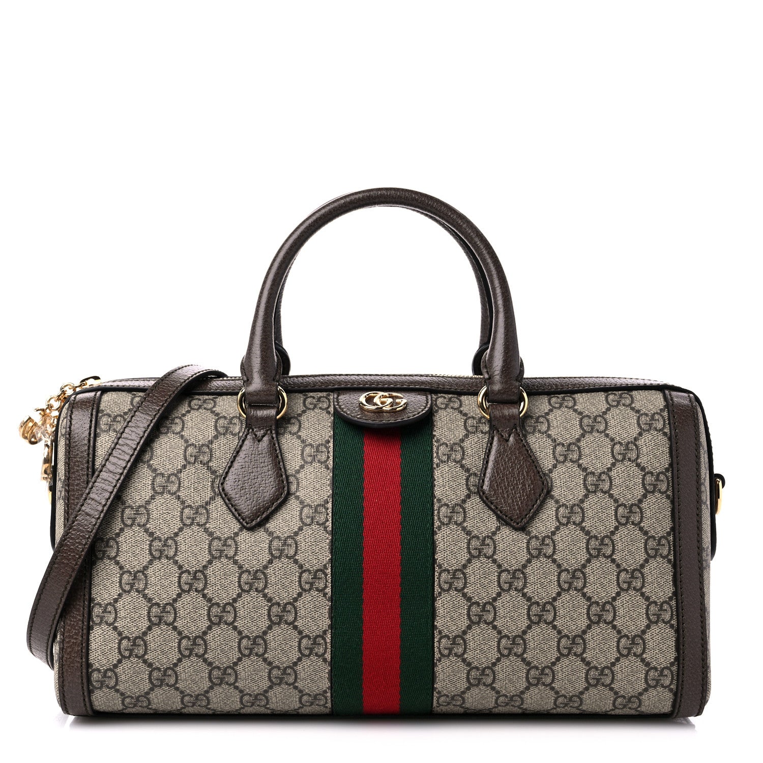 Gucci GG Supreme Monogram Web Medium Ophidia Boston Brown 1 of 9