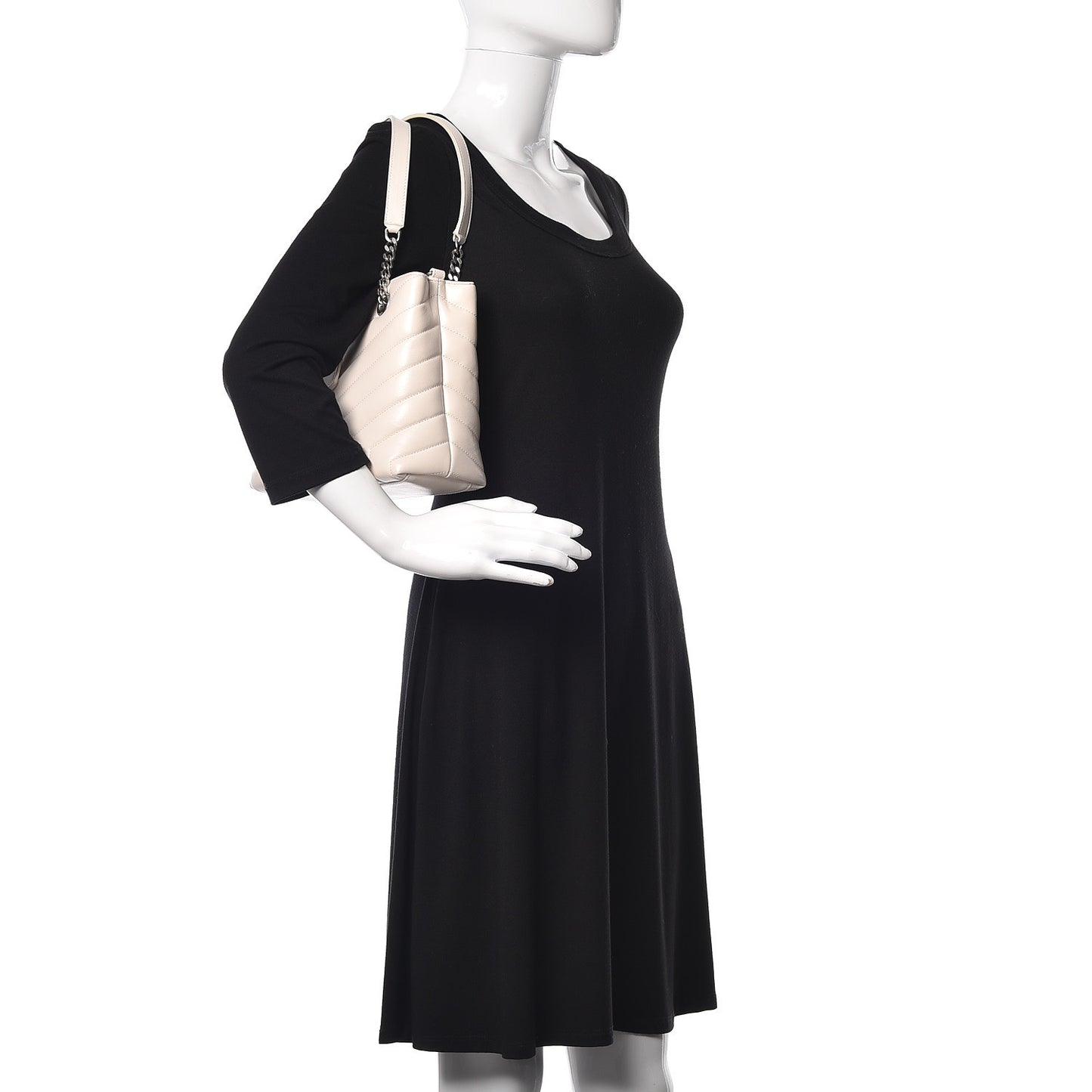 Calfskin Y Quilted Monogram Small Loulou Shopper Cream Souffle