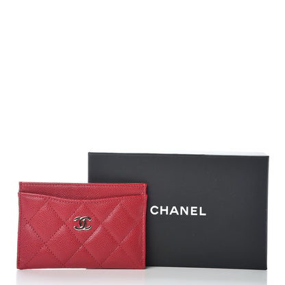 Chanel Caviar Quilted Card Holder Dark Pink 10 of 10