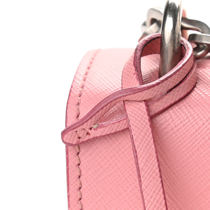 Prada Saffiano Lux Lock Flap Chain Shoulder Bag Petalo 10 of 10