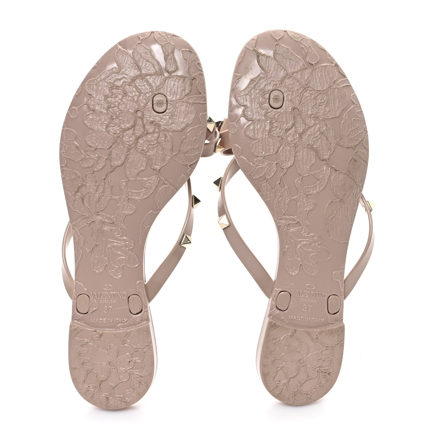 Valentino Garavani PVC Jelly Rockstud Bow Thong Sandals 37 Poudre 6 of 9