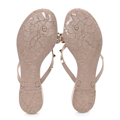 Valentino Garavani PVC Jelly Rockstud Bow Thong Sandals 37 Poudre 6 of 9