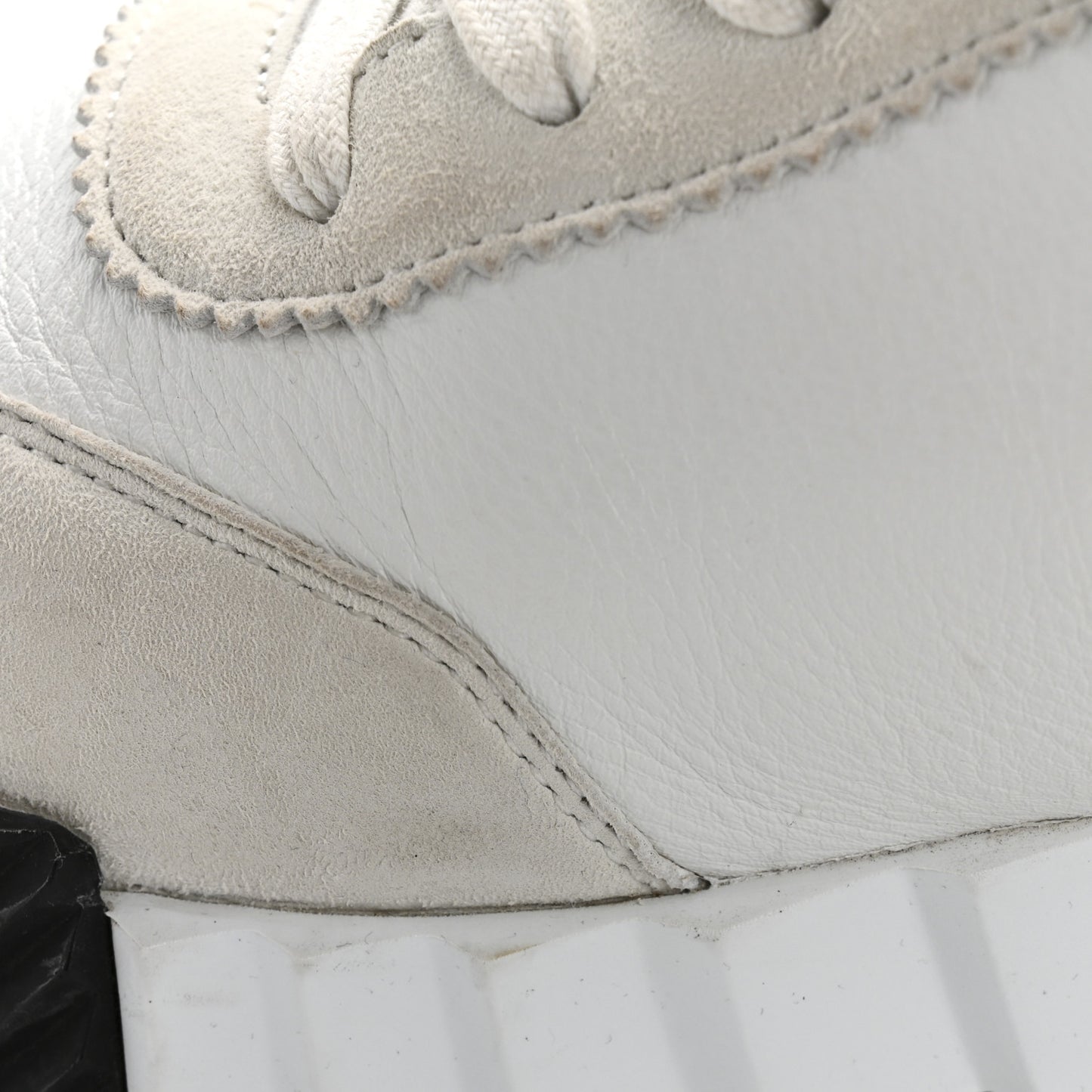 Goatskin Suede Goatskin Bouncing Sneakers 38 White Black