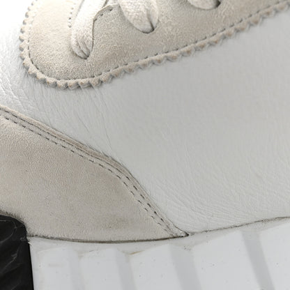 Hermes Goatskin Suede Goatskin Bouncing Sneakers 38 White Black 10 of 12