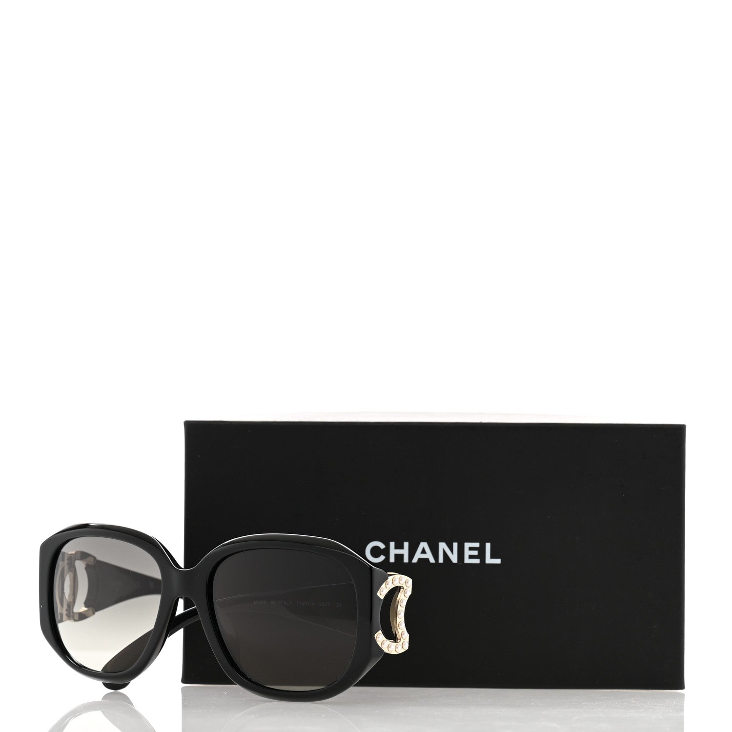 Chanel Acetate Pearl CC Square Sunglasses 71501-A Black 1633737