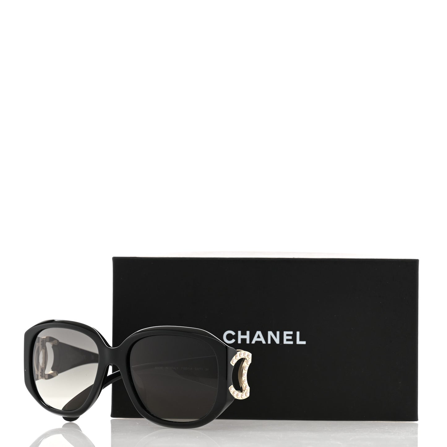 Acetate Pearl CC Square Sunglasses 71501-A Black