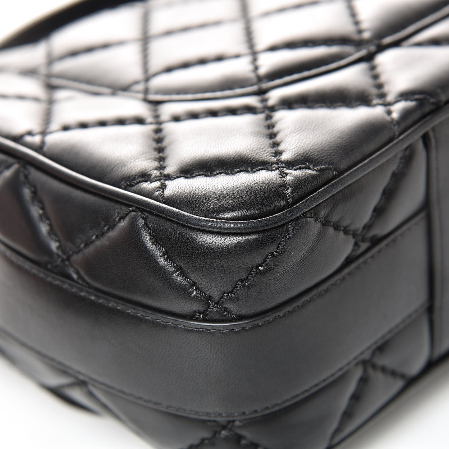 Lambskin Quilted Jumbo Easy Carry Flap Black