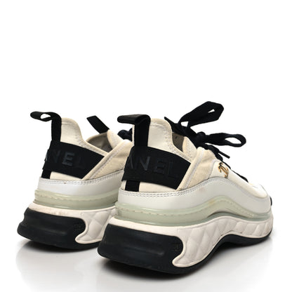 Chanel Velvet Calfskin Mixed Fibers CC Sneakers 37.5 Ivory Black 4 of 11
