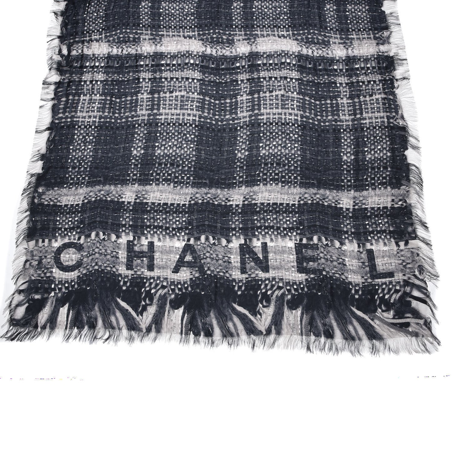 Silk CC Logo Scarf Black White