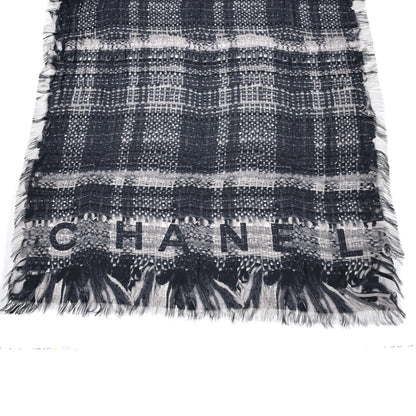 Chanel Silk CC Logo Scarf Black White 5 of 5