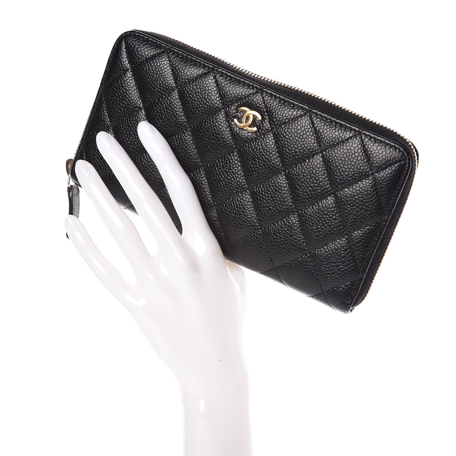 Chanel Caviar Quilted Large Gusset Zip Around Wallet Black 2 of 9