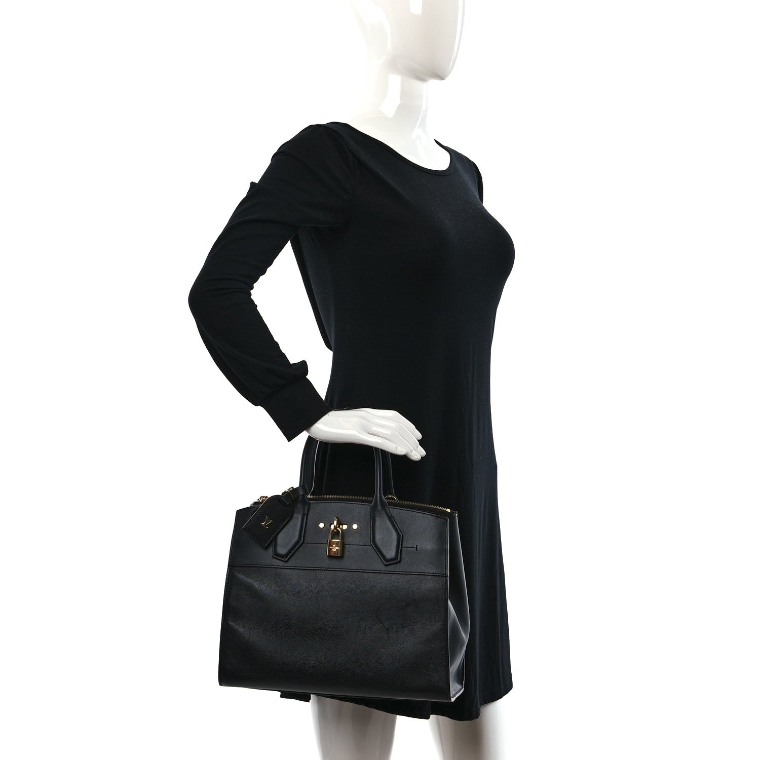 Louis Vuitton Calfskin City Steamer MM Black 2 of 9