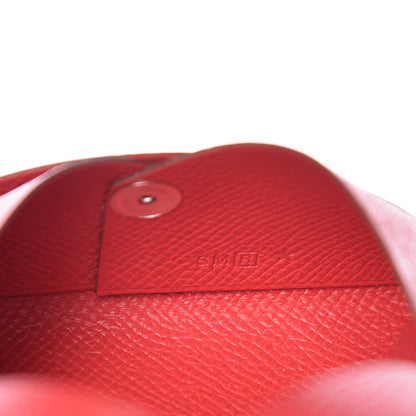 Hermes Epsom Calvi Card Case Rouge Casaque 7 of 11