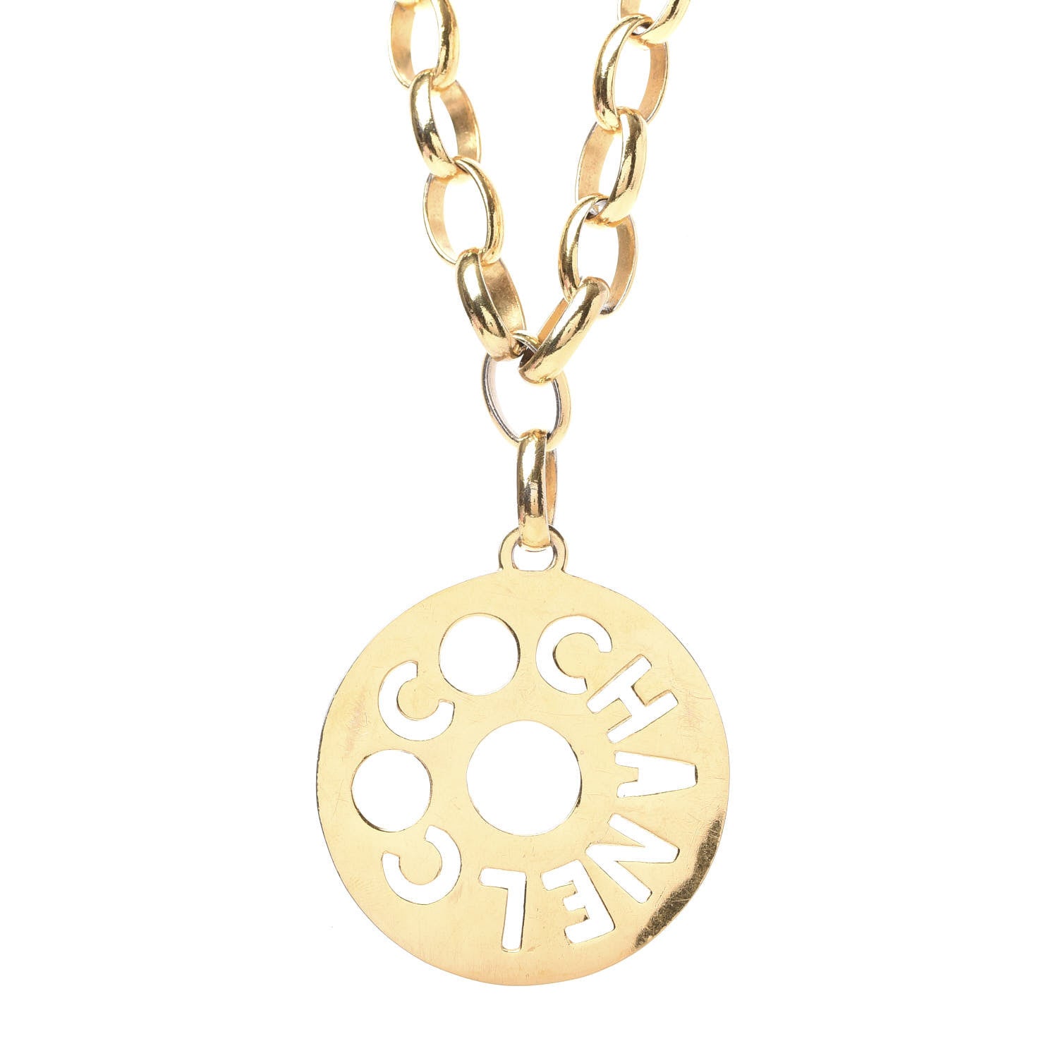 Chanel Oversized Coco Pendant Necklace Gold 1 of 6
