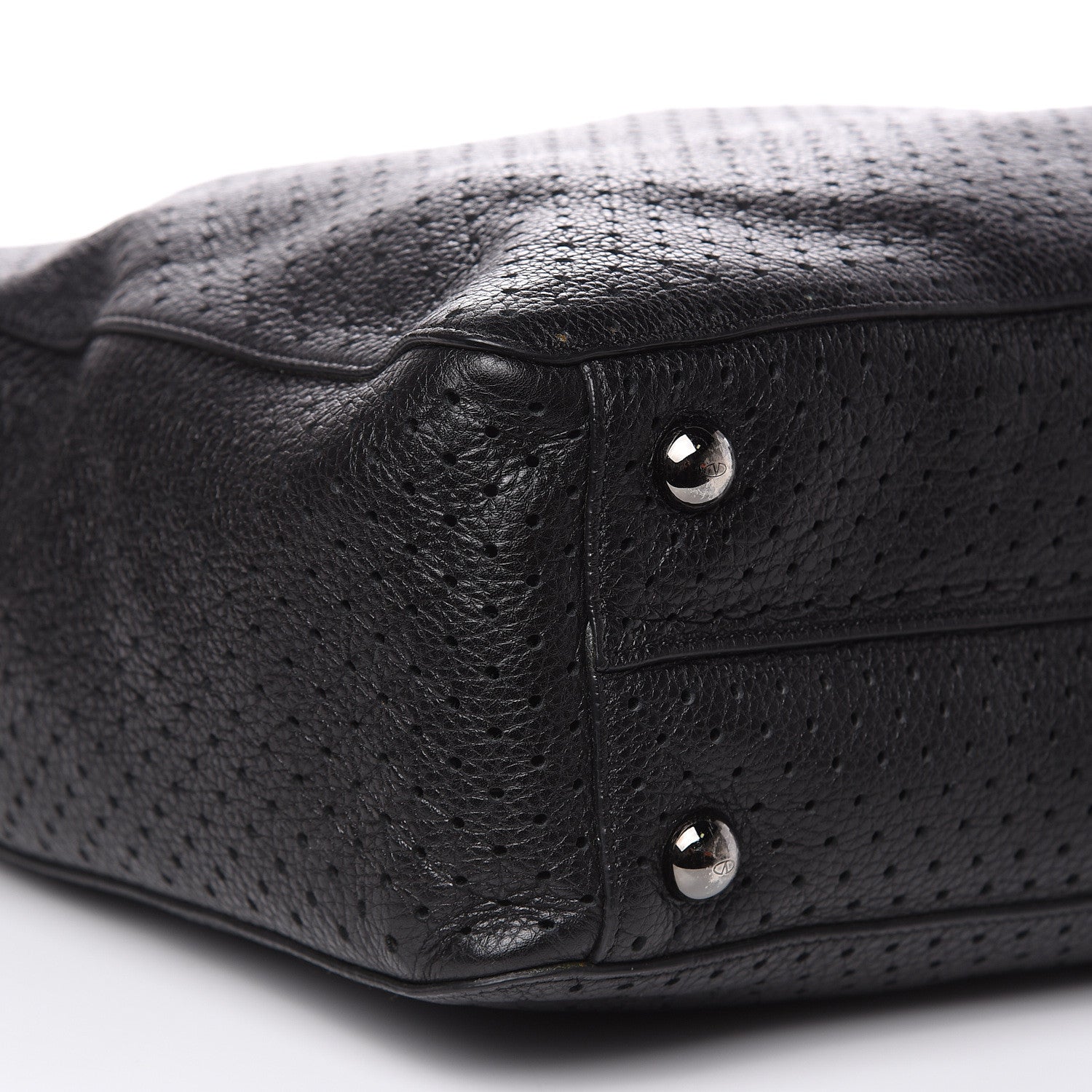 Valentino Garavani Calfskin Perforated Rockstud Large Travel Briefcase Black 8 of 20