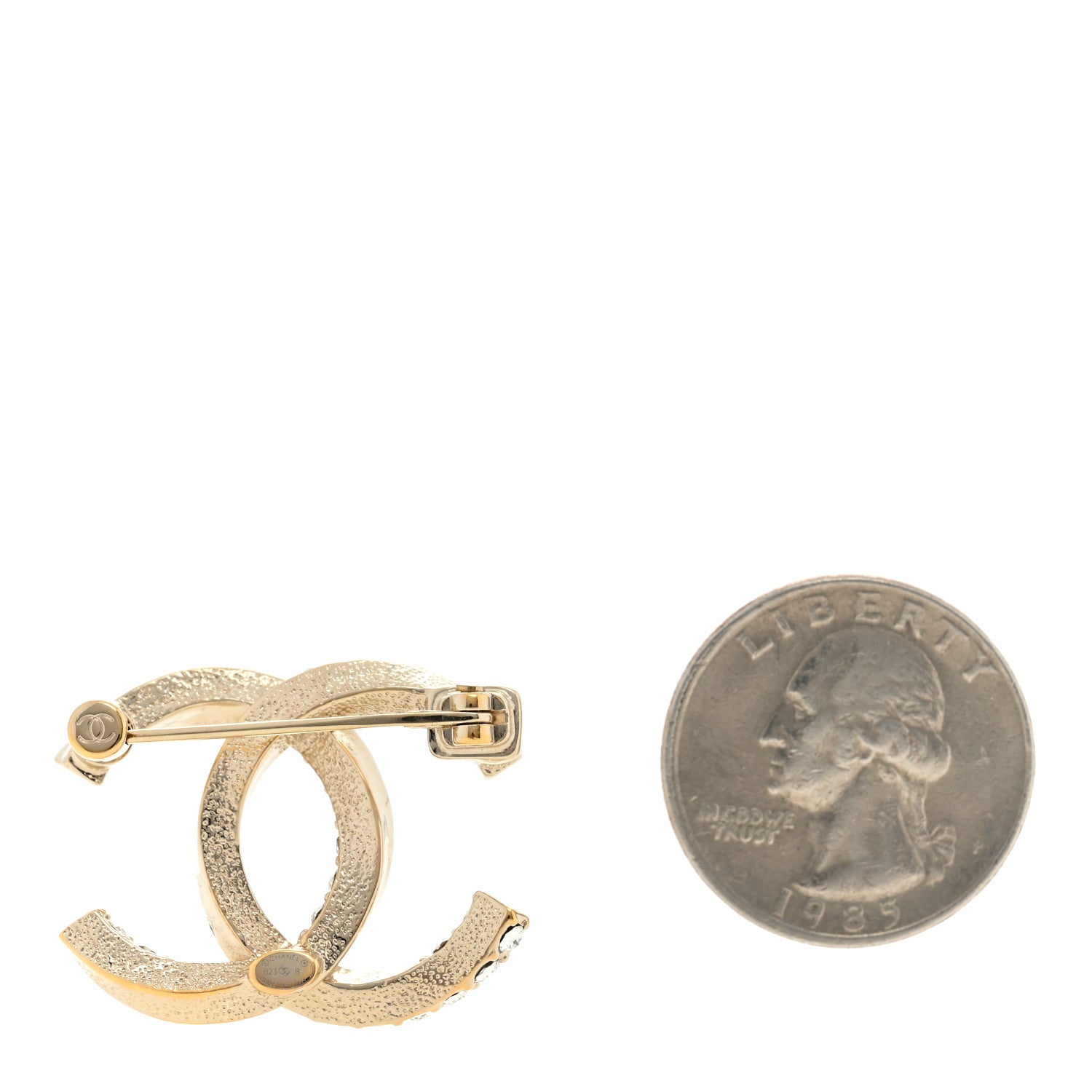 Chanel Metal Crystal CC Brooch Gold 2 of 3