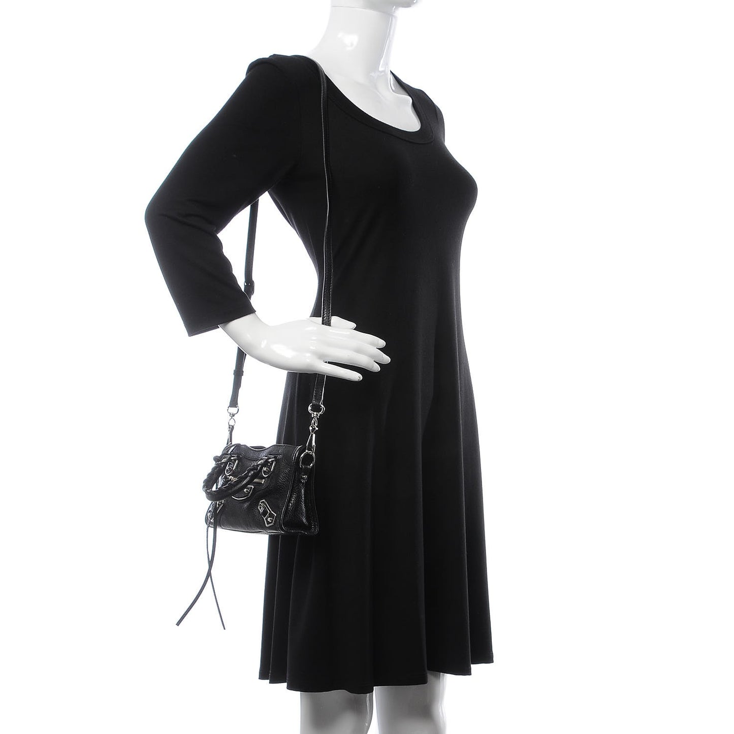 Chevre Silver Metallic Edge Hardware Nano City Black