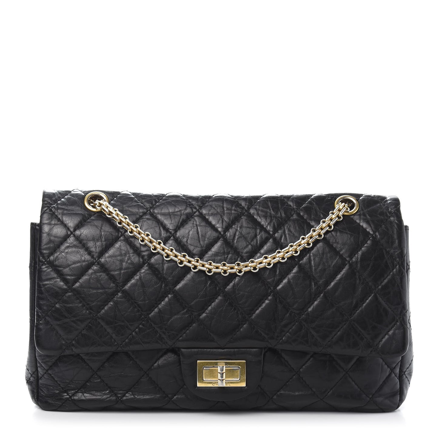 Aged Calfskin Quilted 2.55 Reissue 227 Flap Black