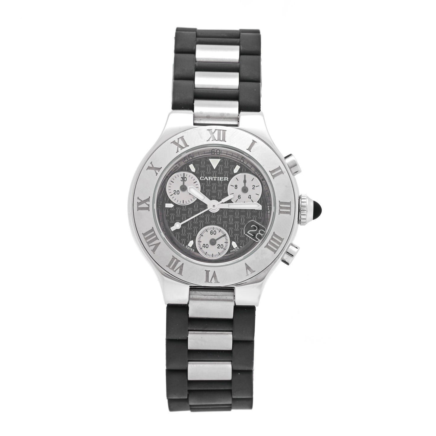 Stainless Steel Rubber 32mm Must 21 Chronoscaph Quartz Watch Black