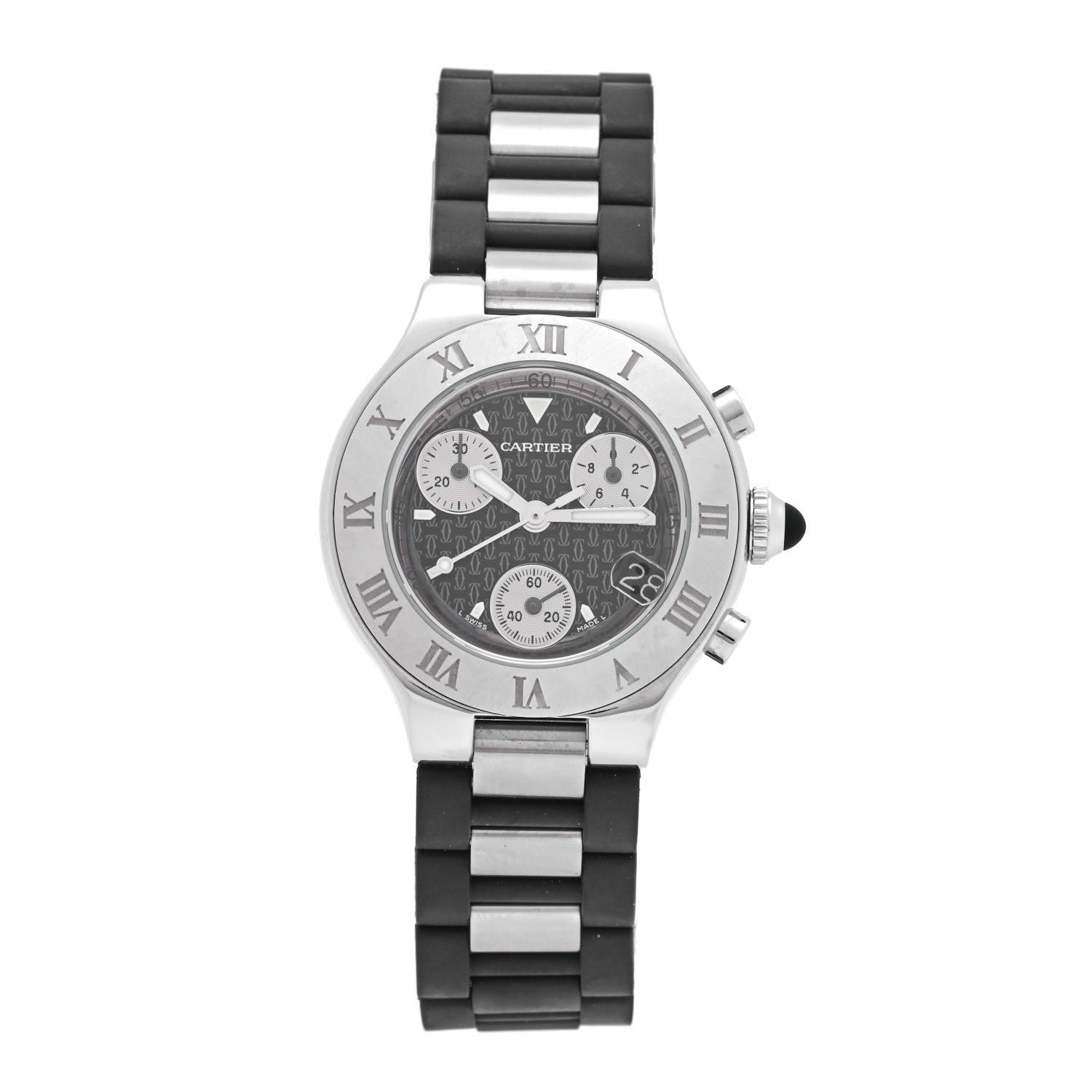 Cartier Stainless Steel Rubber 32mm Must 21 Chronoscaph Quartz Watch Black 1 of 5