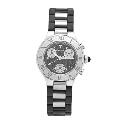 Cartier Stainless Steel Rubber 32mm Must 21 Chronoscaph Quartz Watch Black 1 of 5