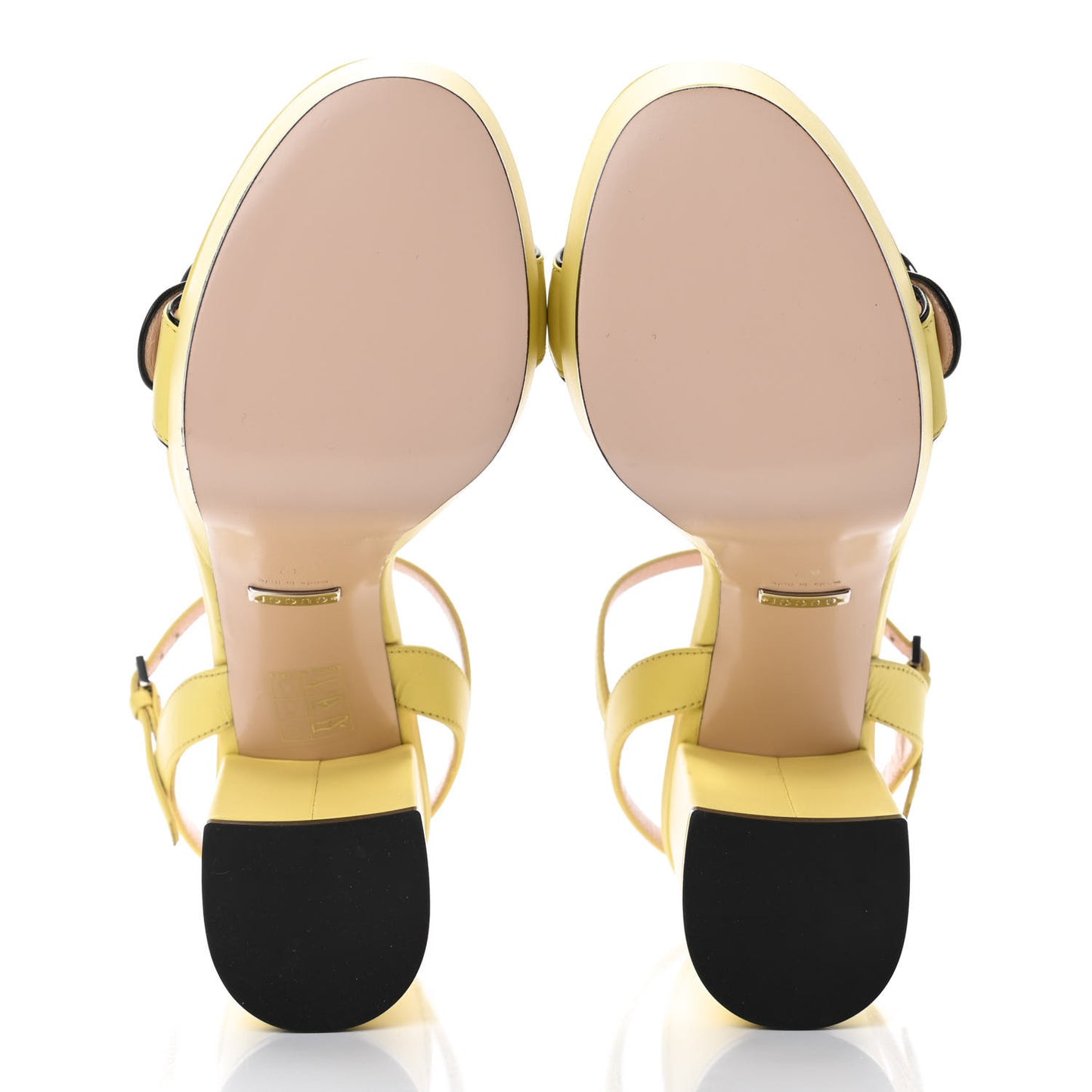Calfskin GG Marmont Ankle Wrap 30/115mm Platform Sandals 37 Banana